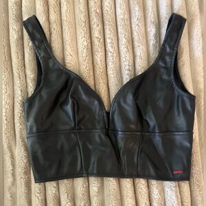 n:PHILANTHROPY Black Faux Leather Top